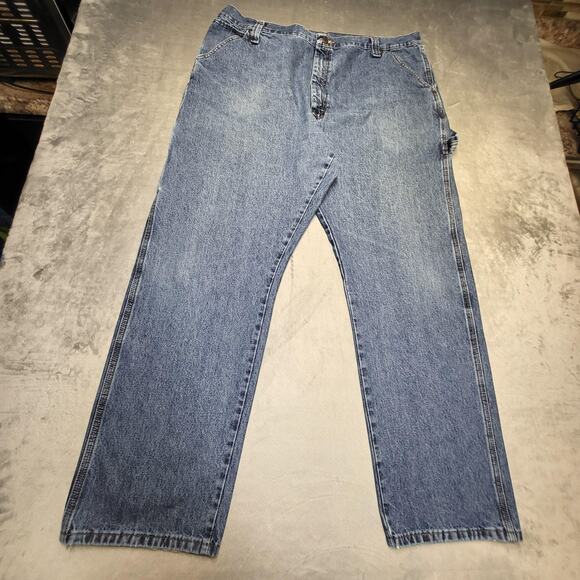 Wrangler Carpenter Jeans Mens 40x32 Blue Denim Hammer Loop Workwear 94LSMDV - Picture 1 of 9